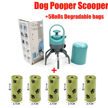 Portable Dog Waste Management Tool with Built-In Garbage Bag and No-Touch Design