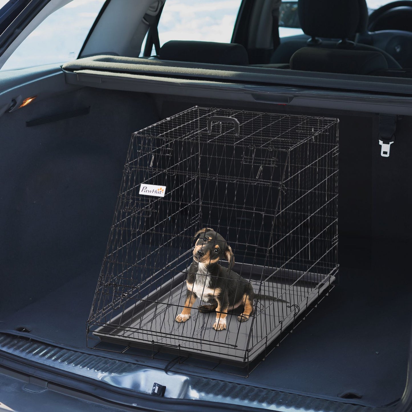 Metal Folding Dog Crate with Removable Tray - 78 x 47 x 55 cm