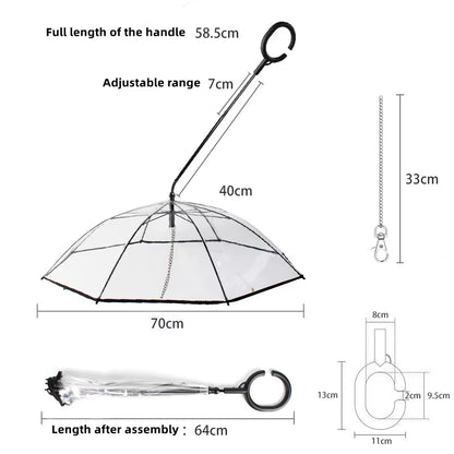 Revolutionary 2023 Pet Umbrella Leash: Rainproof and Snowproof Solution for Small Dogs - Adjustable and Steerable for Ultimate Comfort