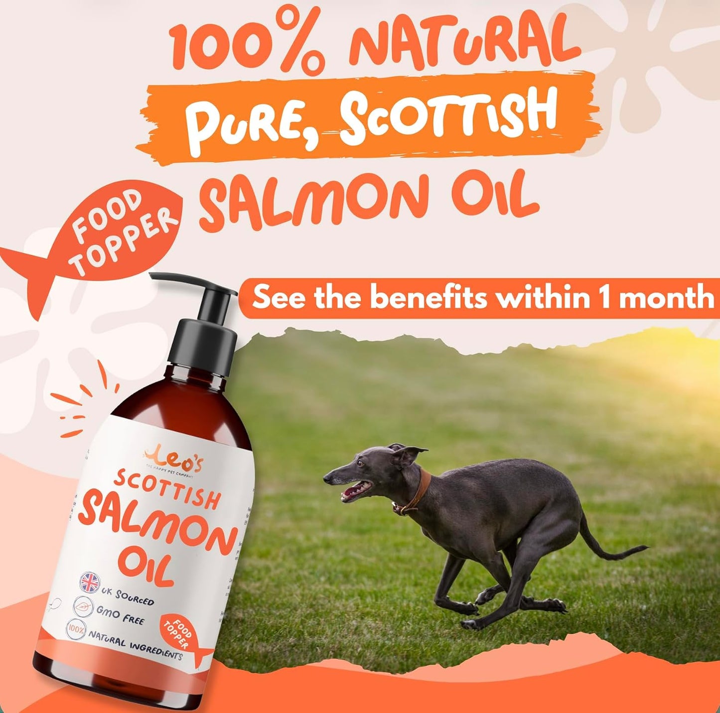 Salmon Oil for Dogs and Cats | Premium 100% Natural Food Topper Fish Oil for Dogs and Cats | Enhances Coat Shine, Joint & Brain Health, Itchy or Dry Skin, and Dandruff Hair Treatment 500Ml