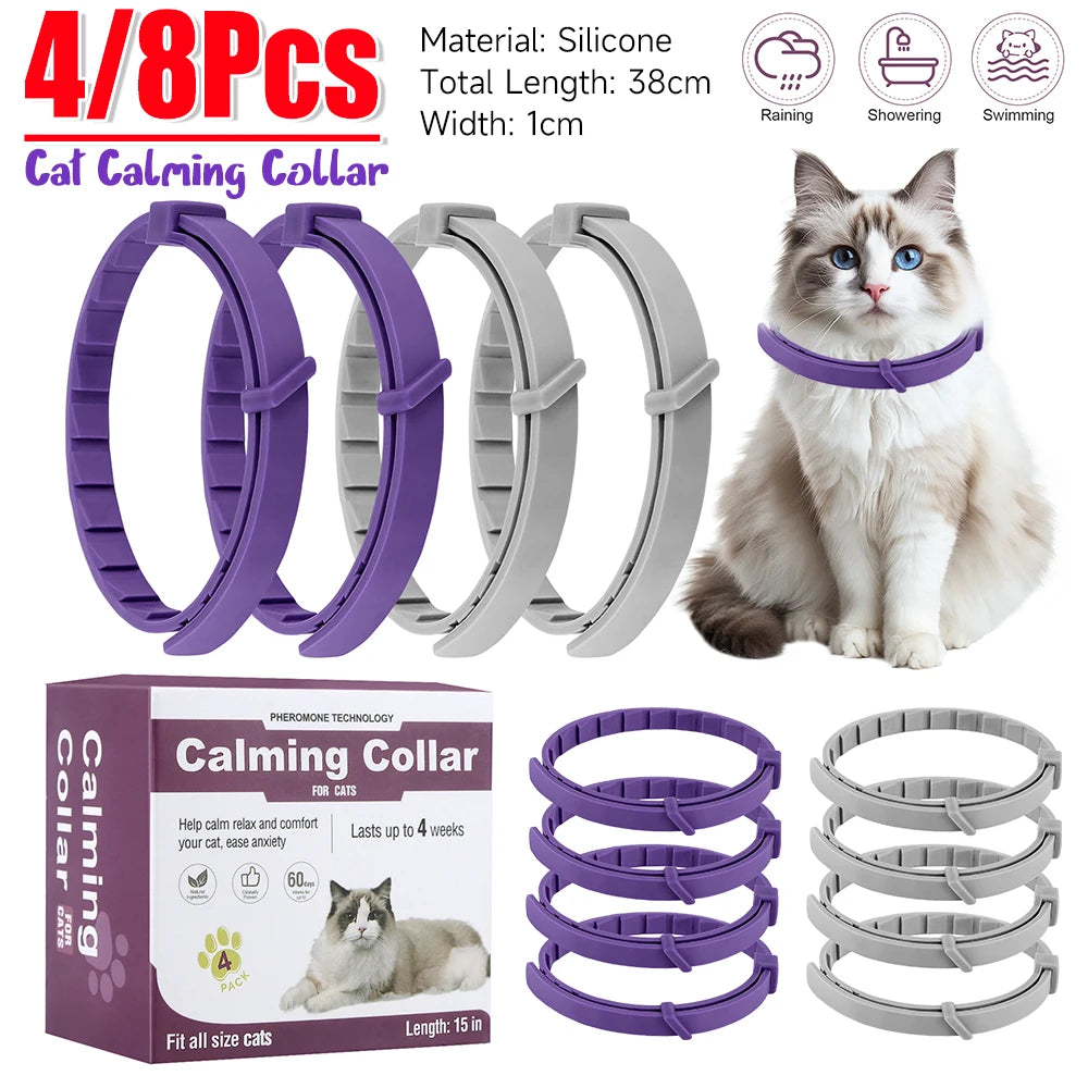Transform Your Pet's Anxiety with Our Adjustable Calming Collar - Soothing Pheromone Relief for Cats and Dogs