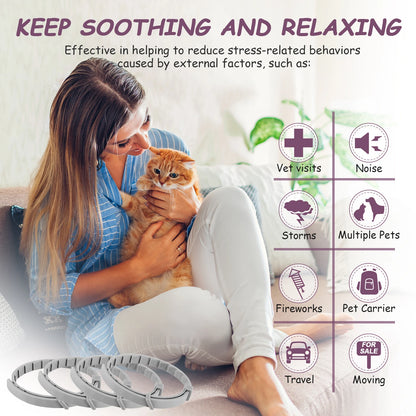 Transform Your Pet's Anxiety with Our Adjustable Calming Collar - Soothing Pheromone Relief for Cats and Dogs