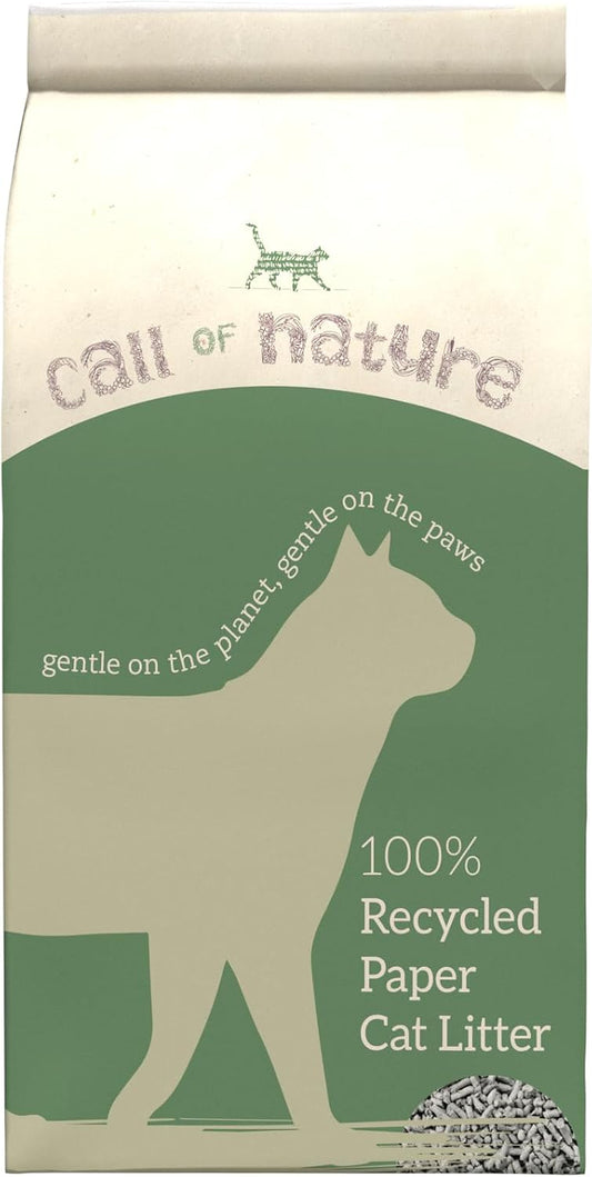 Recycled Paper Cat Litter Pellets - Biodegradable, Odour Control, Dust Free, Non Clumping - 28 Litre