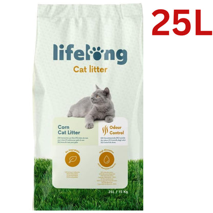 Lifelong Natural Clumping Corn Cat Litter 10L-25L - Highly Absorbent, Made in the UK