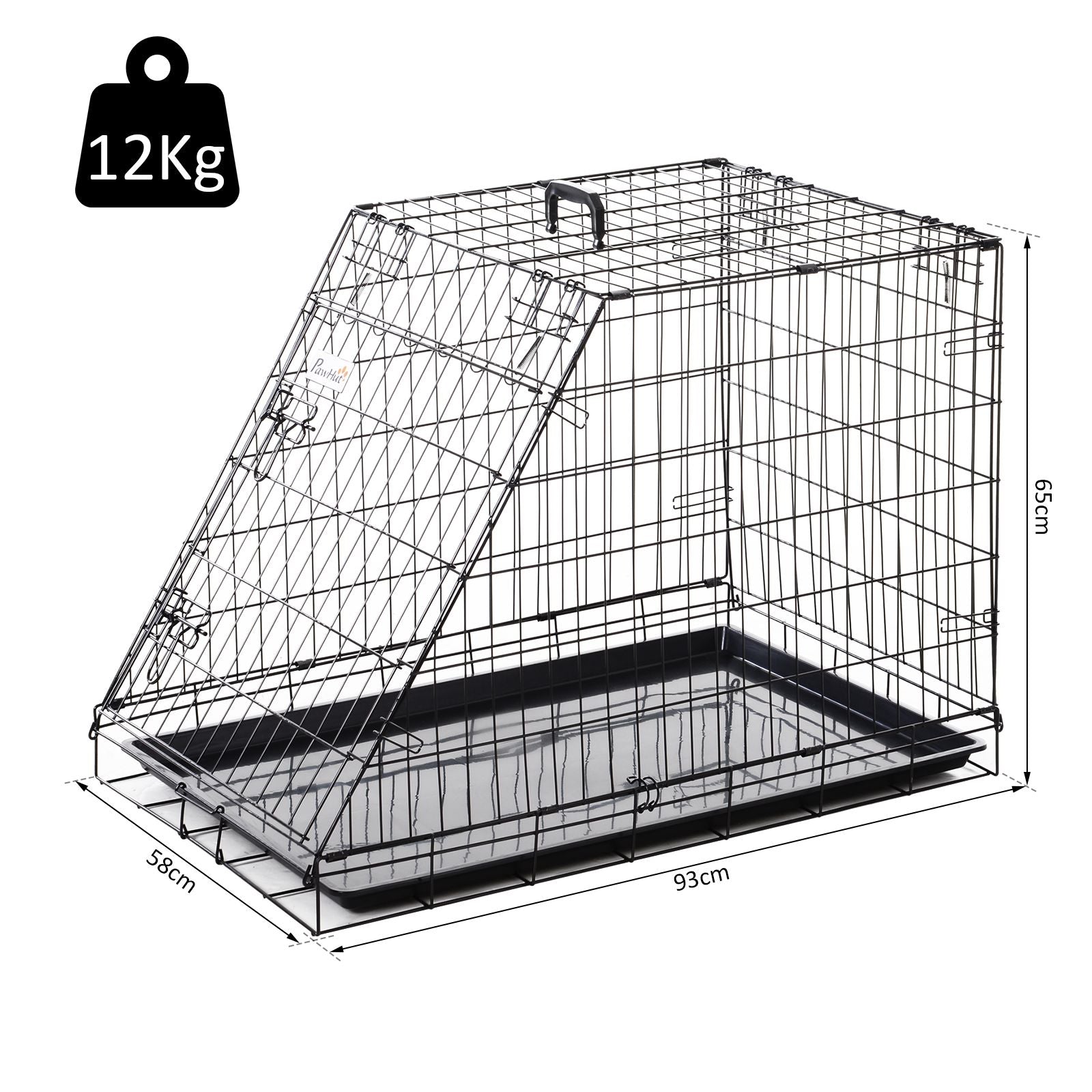 Metal Folding Dog Crate with Removable Tray - 78 x 47 x 55 cm