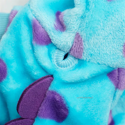 Thickened Warm Blue Dinosaur Hooded Coat for Small to Medium Dogs - Autumn and Winter Pet Apparel