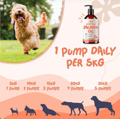 Salmon Oil for Dogs and Cats | Premium 100% Natural Food Topper Fish Oil for Dogs and Cats | Enhances Coat Shine, Joint & Brain Health, Itchy or Dry Skin, and Dandruff Hair Treatment 500Ml