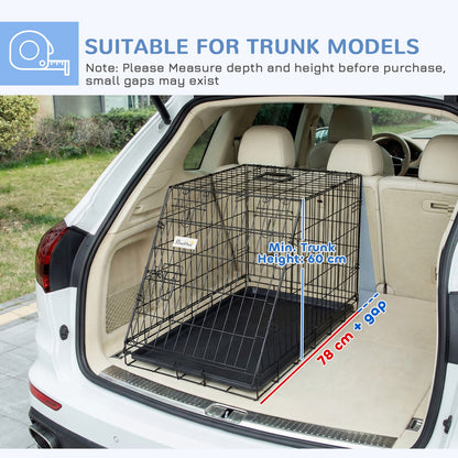 Metal Folding Dog Crate with Removable Tray - 78 x 47 x 55 cm