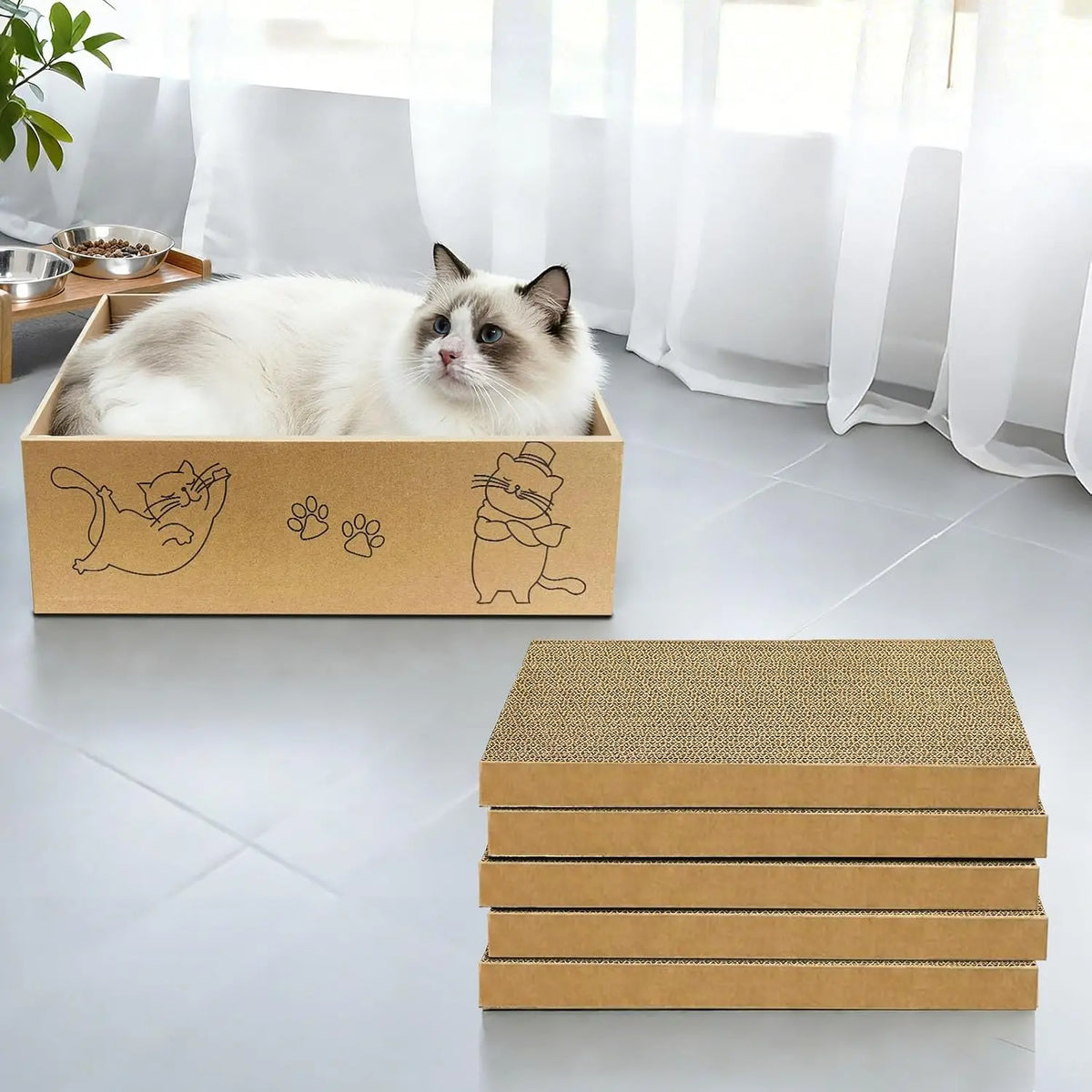 Cardboard Cat Scratcher Pads, 5 Pack - We Wuv Pets
