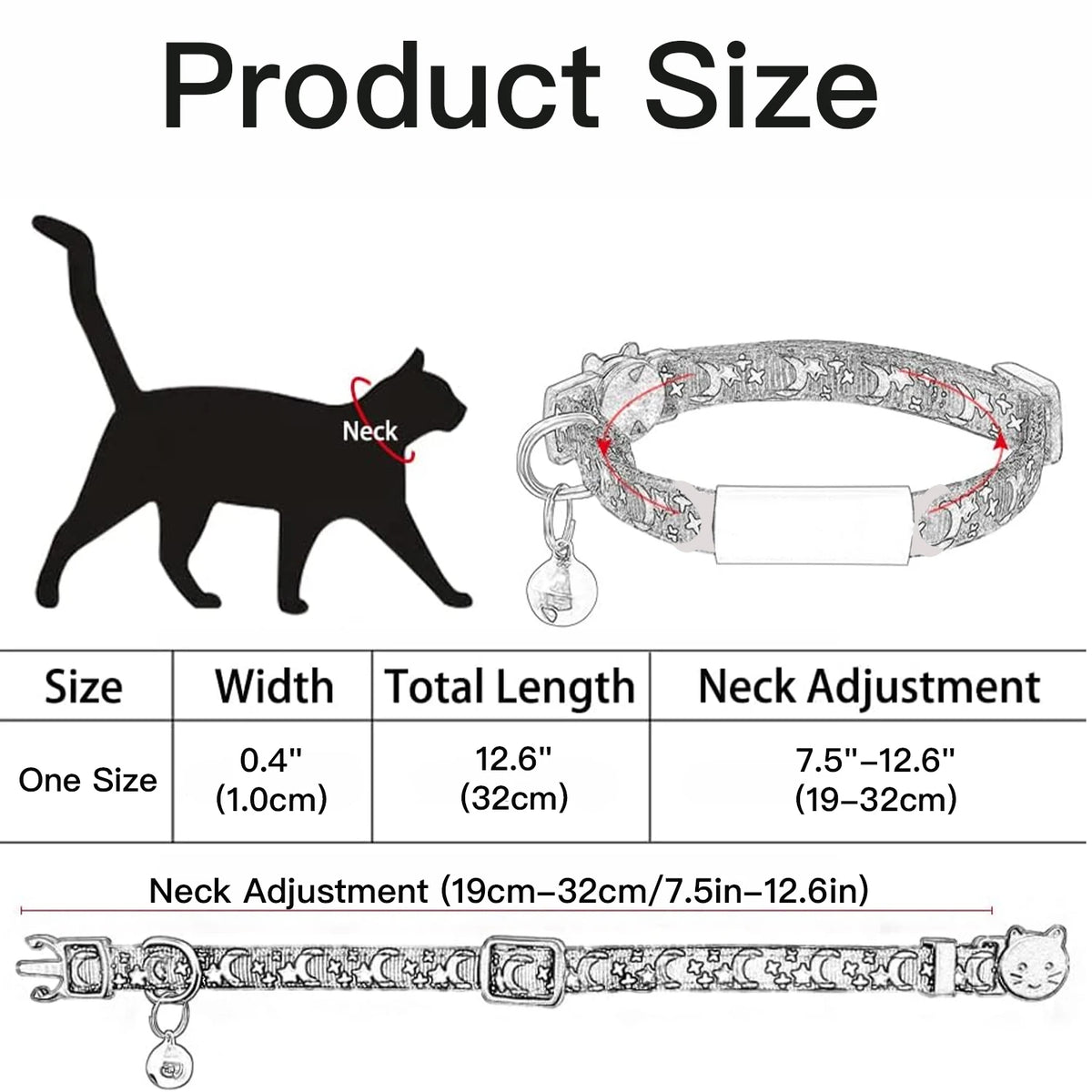 Personalised Glow-in-the-Dark Cat Collar with ID Tag - We Wuv Pets