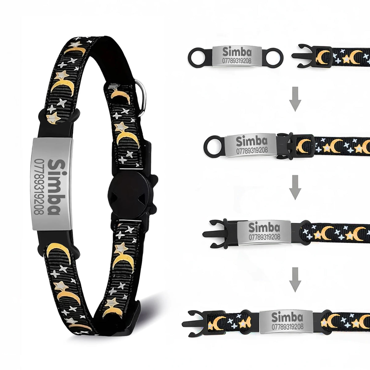 Personalised Glow-in-the-Dark Cat Collar with ID Tag - We Wuv Pets
