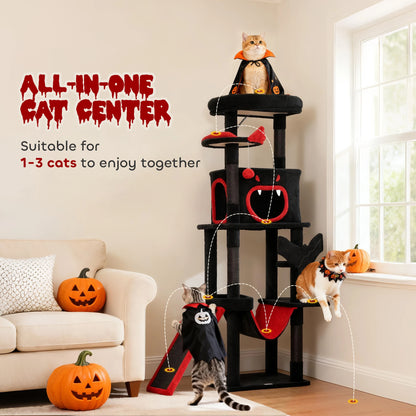 Gothic Cat Tree with Coffin Bed, 152cm - We Wuv Pets