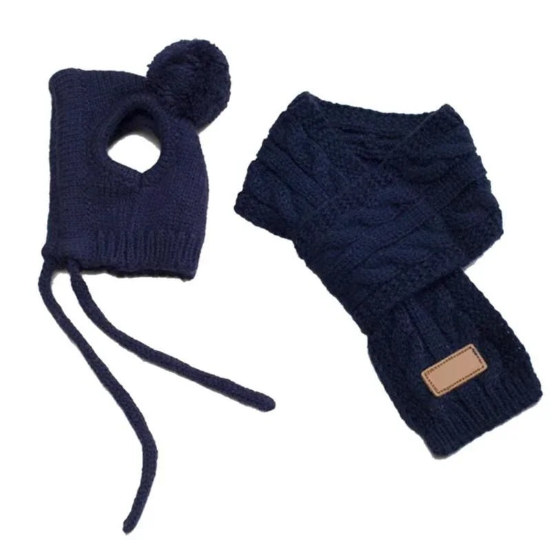 Knitted Winter Hat and Scarf Set for Dogs