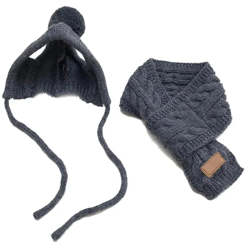 Knitted Winter Hat and Scarf Set for Dogs