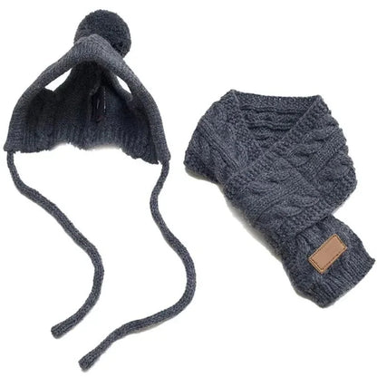 Knitted Winter Hat and Scarf Set for Dogs