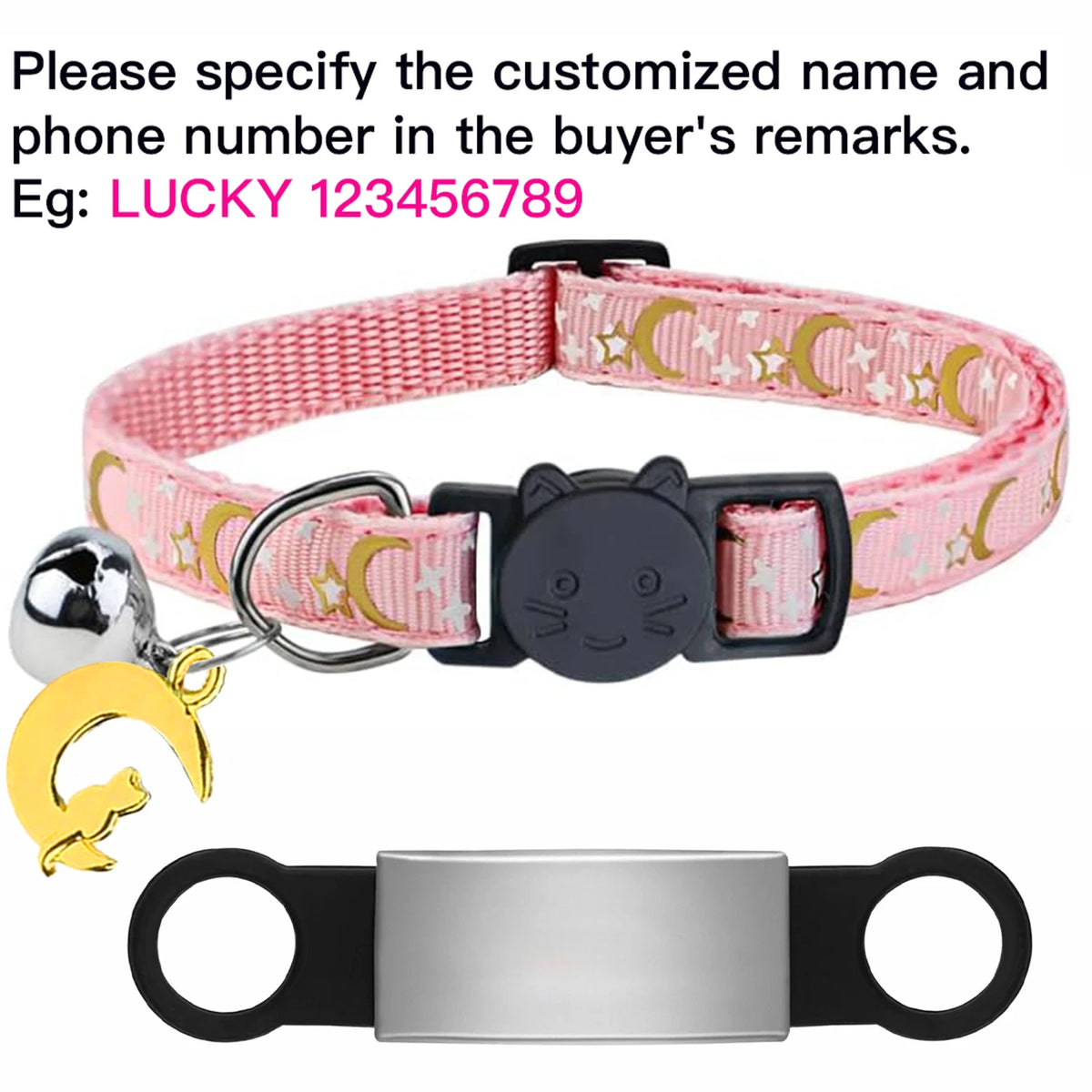 Personalised Glow in the Dark Cat Collar with ID Tag