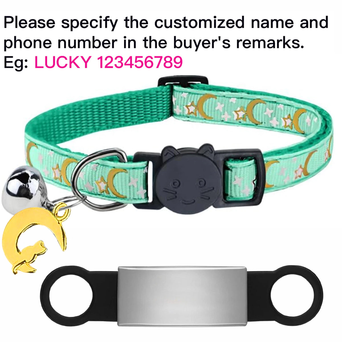 Personalised Glow in the Dark Cat Collar with ID Tag