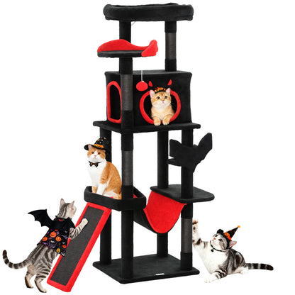 Gothic Cat Tree with Coffin Bed, 152cm - We Wuv Pets