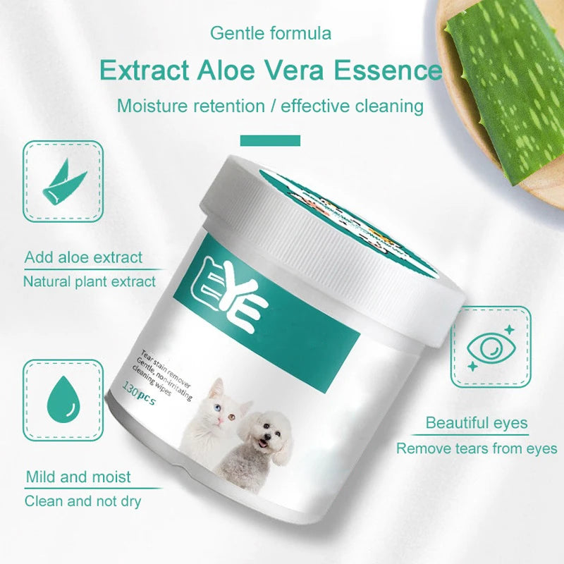 Tear Stain Wet Wipes for Pets