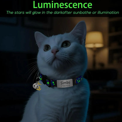 Personalised Glow-in-the-Dark Cat Collar with ID Tag - We Wuv Pets