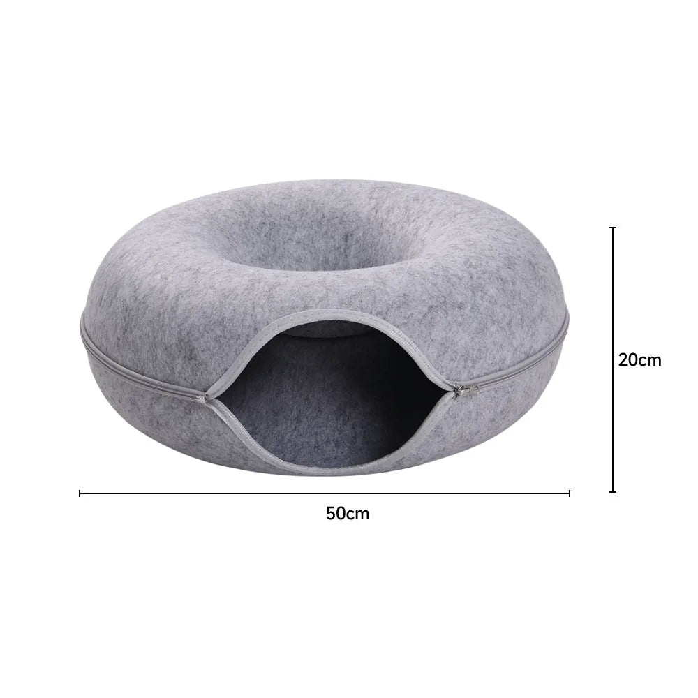 Round Felt Tunnel Bed for Cats & Small Pets - We Wuv Pets