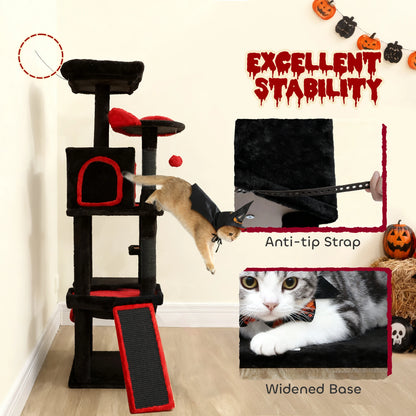 Gothic Cat Tree with Coffin Bed, 152cm - We Wuv Pets