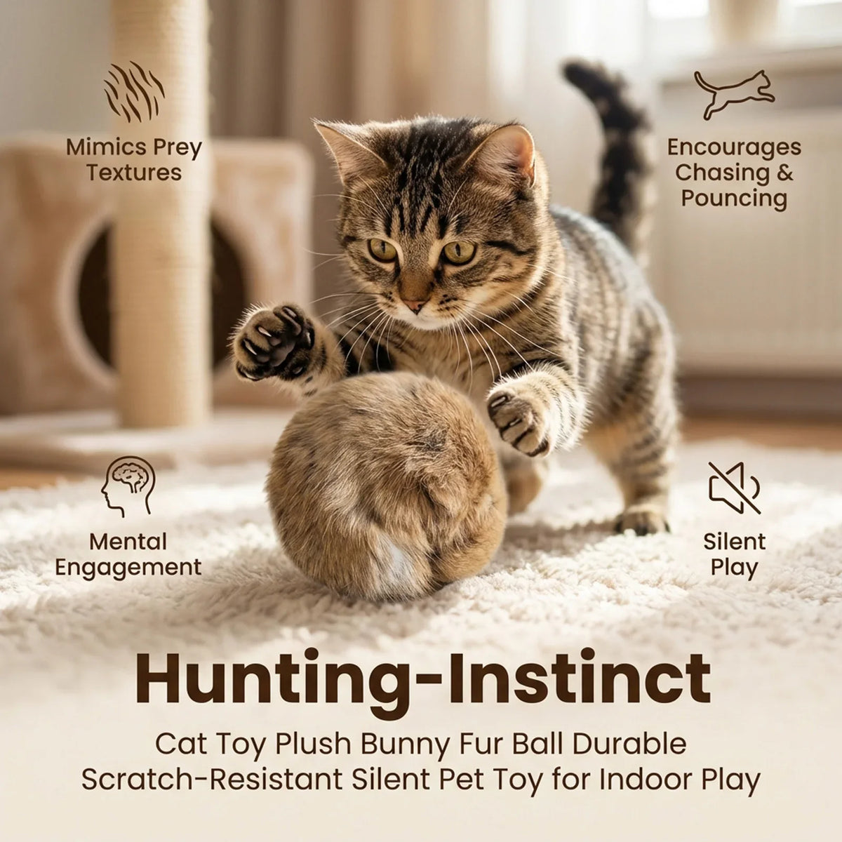 Rabbit Fur Ball Catnip Toy - included in this bundle