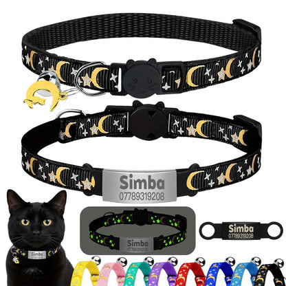 Personalised Glow-in-the-Dark Cat Collar with ID Tag - We Wuv Pets