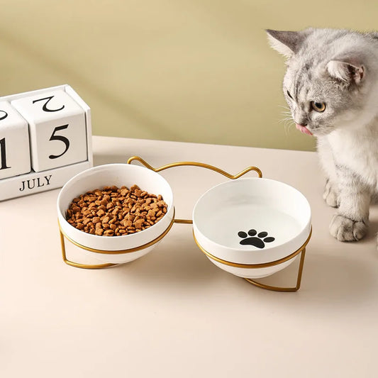 Ceramic Double Cat Bowl Set - We Wuv Pets