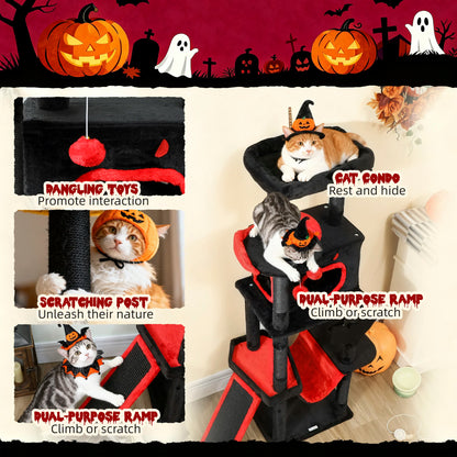 Gothic Cat Tree with Coffin Bed, 152cm - We Wuv Pets