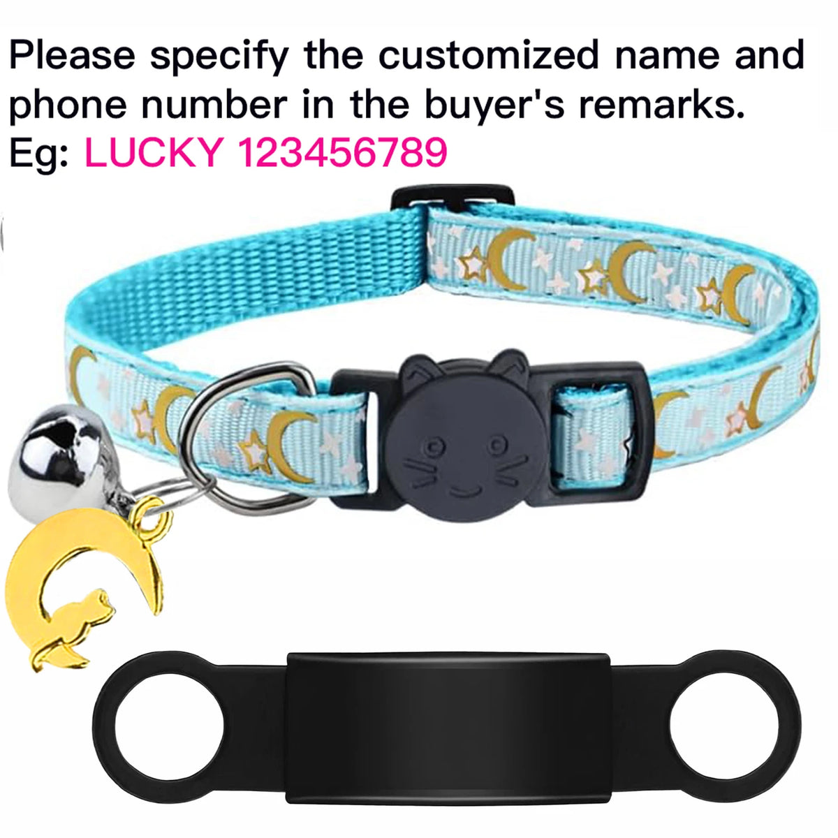 Personalised Glow in the Dark Cat Collar with ID Tag
