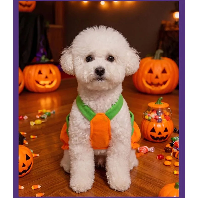 Pumpkin Overall Dress for Small Dogs & Cats - We Wuv Pets