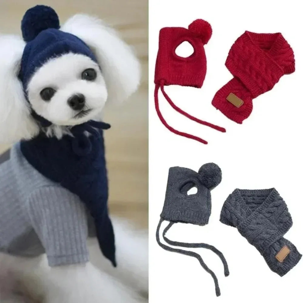 Knitted Winter Hat & Scarf Set for Dogs - We Wuv Pets