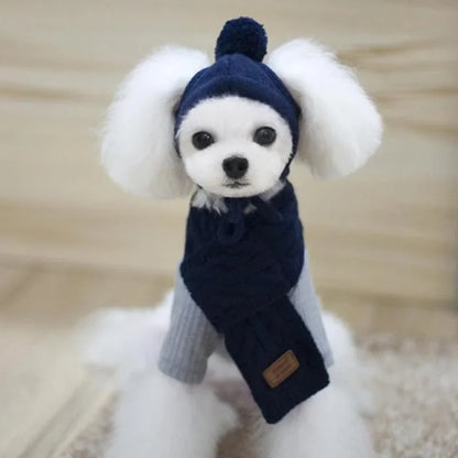 Knitted Winter Hat and Scarf Set for Dogs