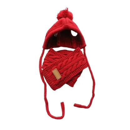 Knitted Winter Hat and Scarf Set for Dogs