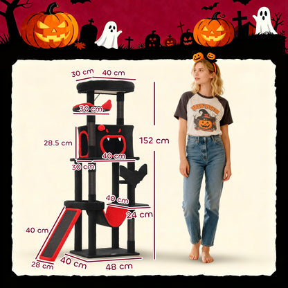 Gothic Cat Tree with Coffin Bed, 152cm - We Wuv Pets