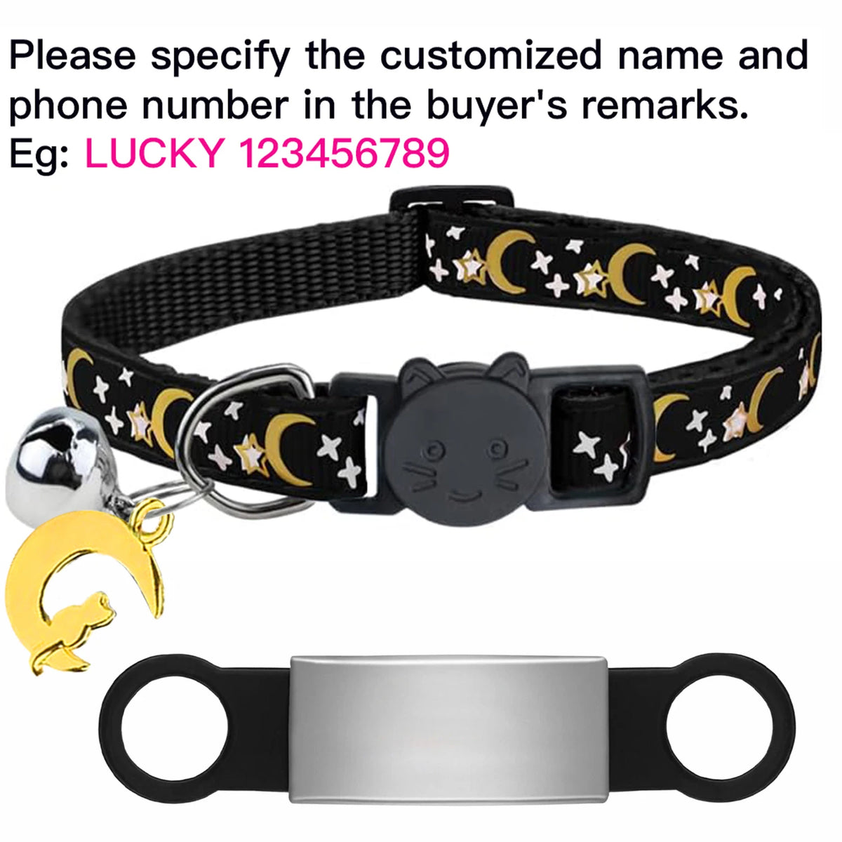 Personalised Glow-in-the-Dark Cat Collar with ID Tag - We Wuv Pets
