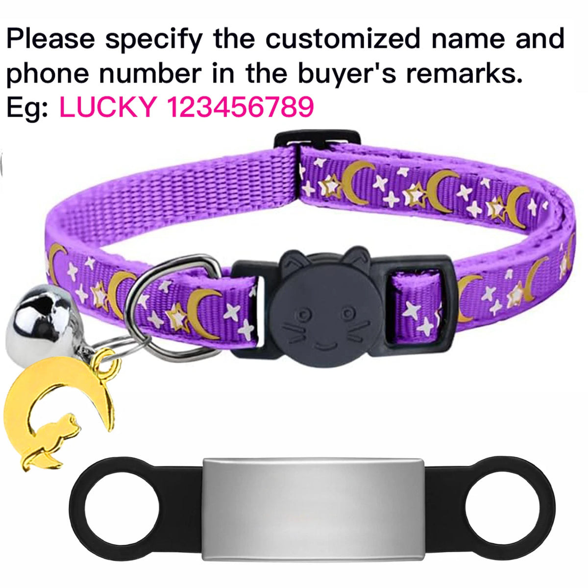 Personalised Glow-in-the-Dark Cat Collar with ID Tag - We Wuv Pets