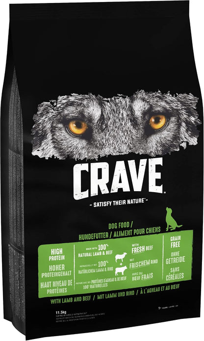 Lamb & Beef 11.5 Kg Bag, Premium Adult Dry Dog Food with High Protein, Grain-Free