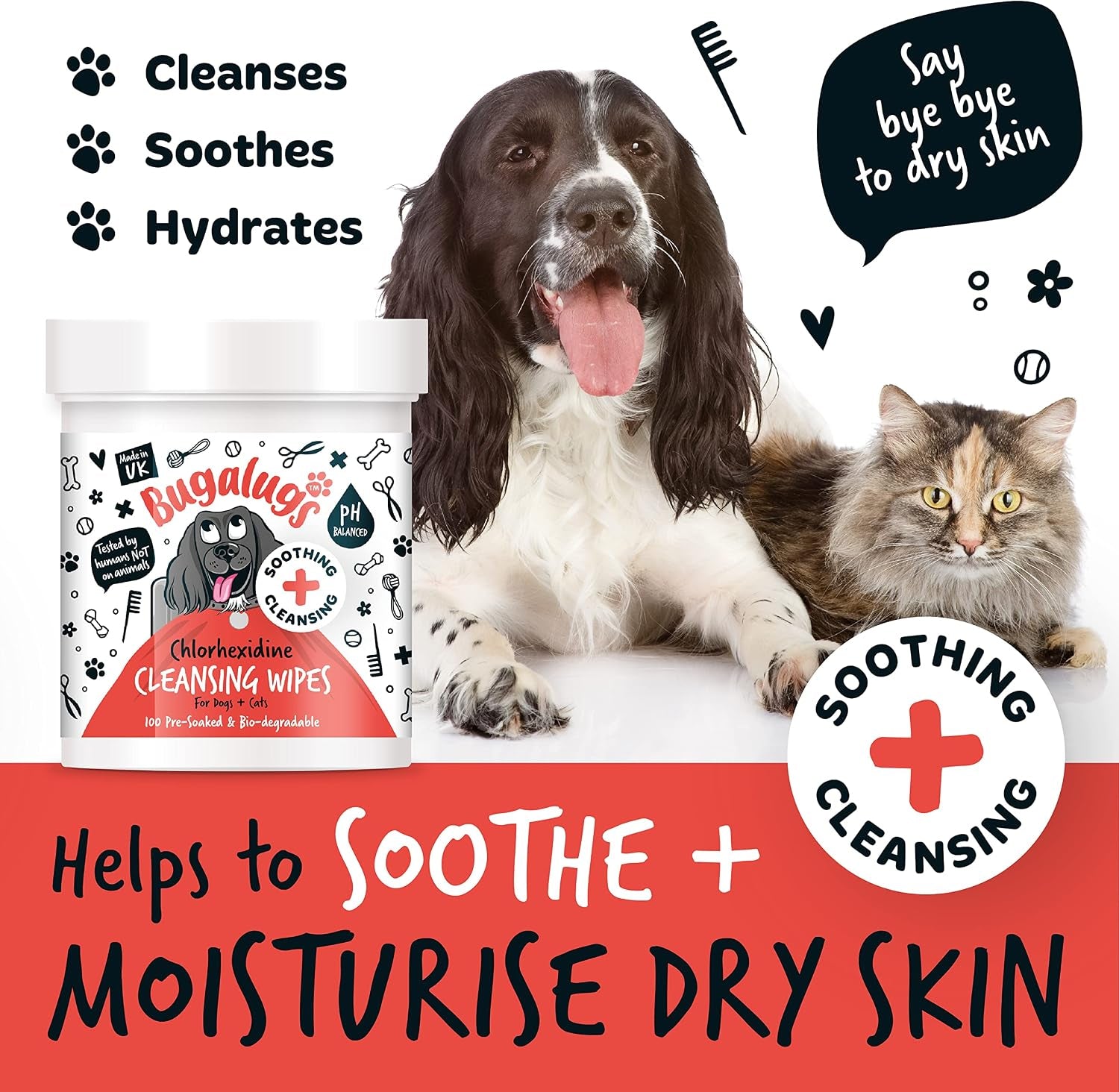 Dog Wipes for Pawly Skin - 100 Biodegradable Dog Grooming Pet Wipes. Use as Dog Ear Wipes, Dog Eye Wipes, Dog Face Wipes, Paw & Bum Wipes for Puppy, Dogs & Cat Grooming
