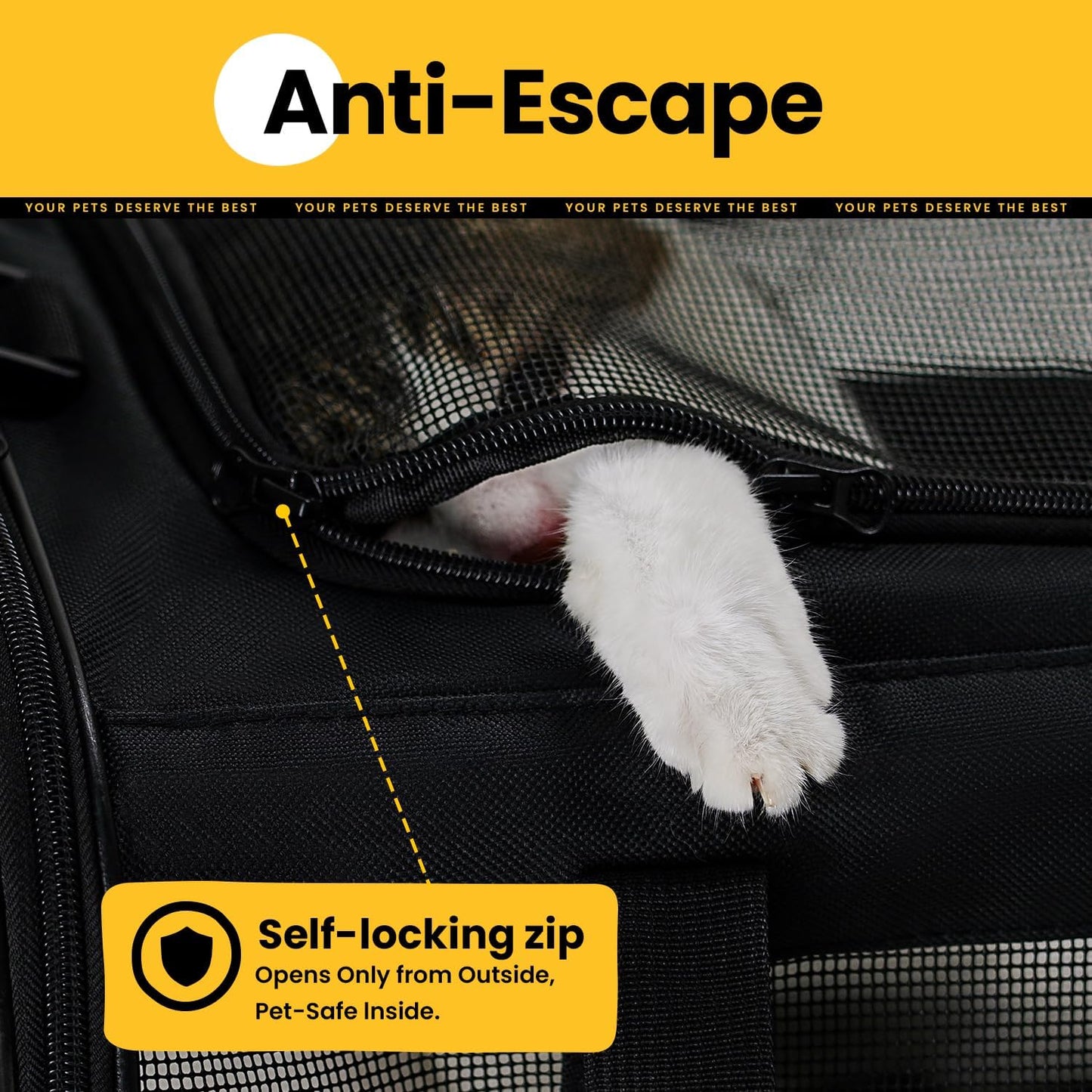 Soft-Sided Cat Carrier Bag - Airline Approved Pet Transport for Small to Medium Cats and Puppies up to 15 lbs, Featuring 4-Sided Mesh and Collapsible Design