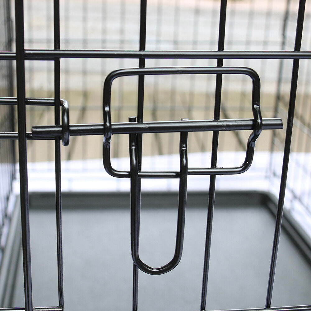 Metal Dog Cage and Puppy Training Kennel - Pet Carrier Crates (24"-48") - Black