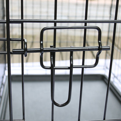 Metal Dog Cage and Puppy Training Kennel - Pet Carrier Crates (24"-48") - Black