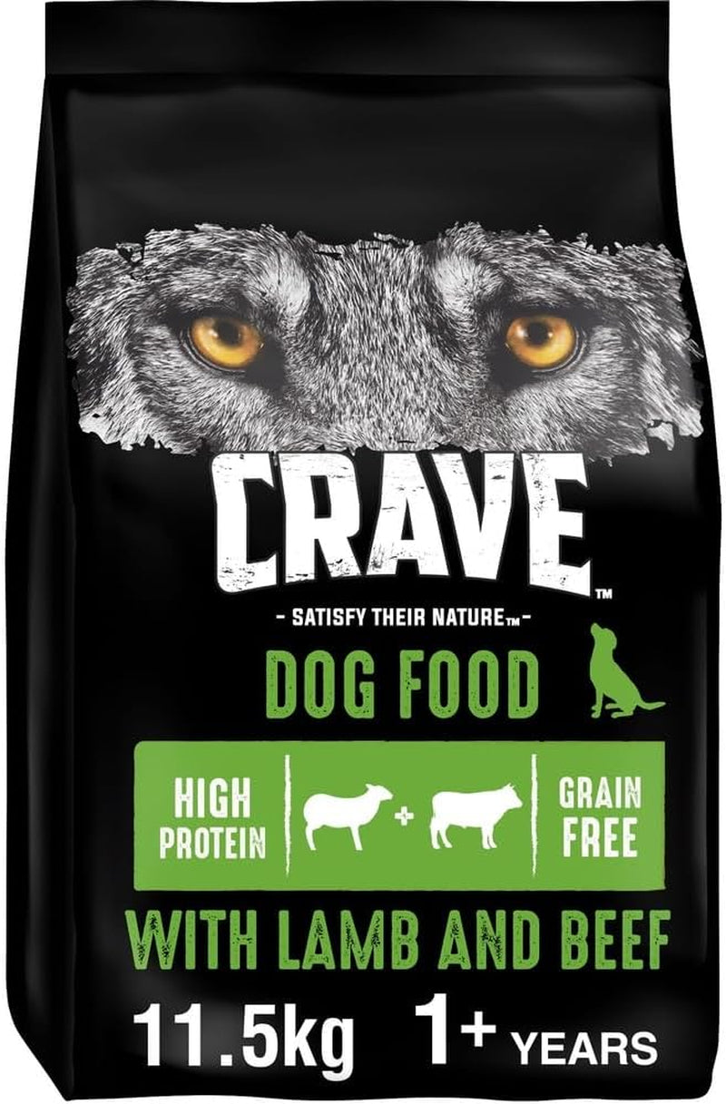 Lamb & Beef 11.5 Kg Bag, Premium Adult Dry Dog Food with High Protein, Grain-Free