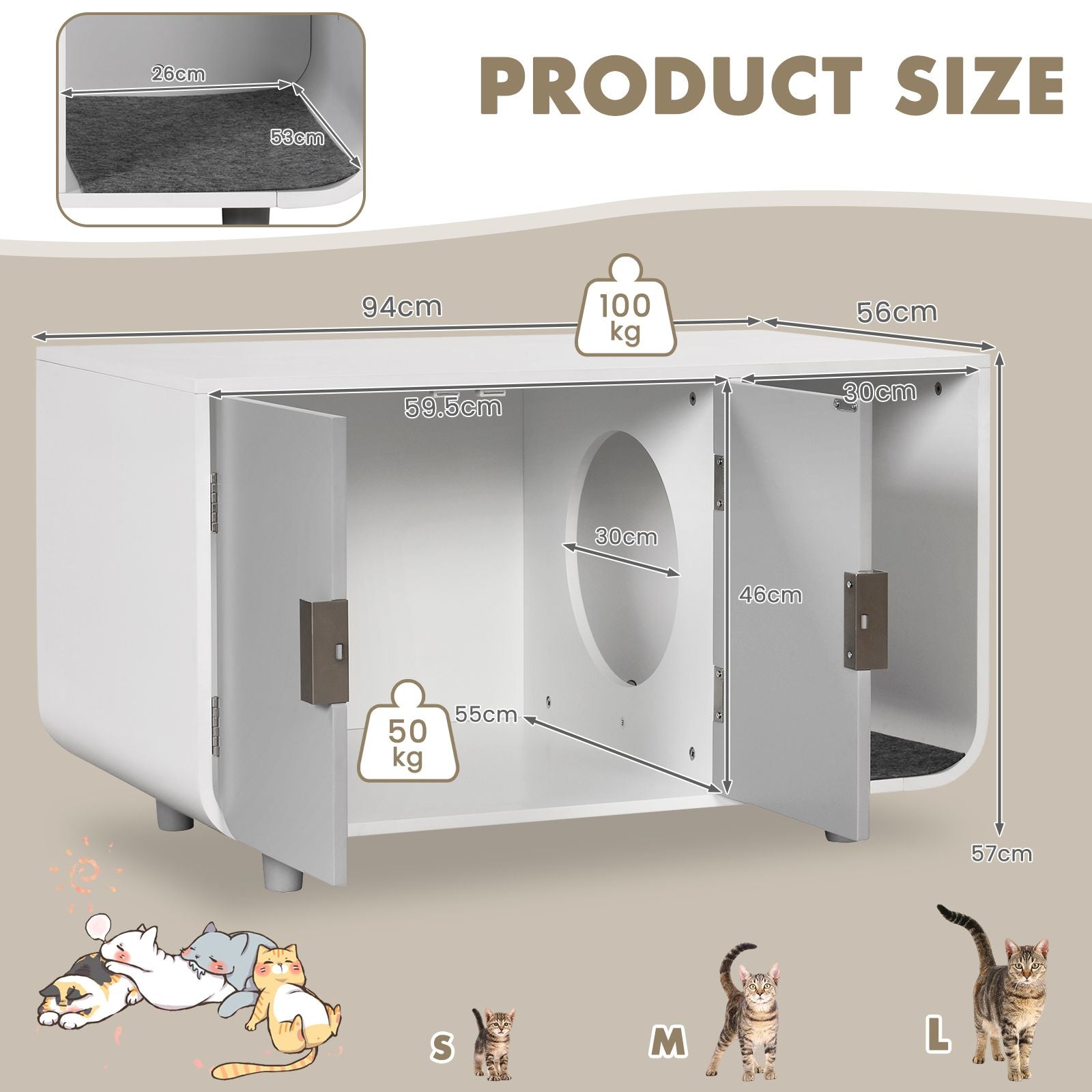 Cat Litter Box Enclosure Cabinet