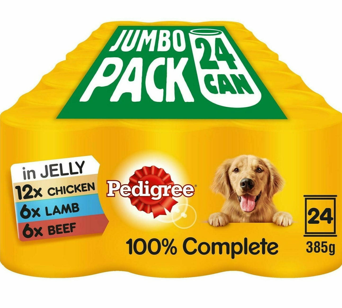 PEDIGREE Mixed Can Selection in Jelly, 24 x 385g - Dog Food with Chicken, Lamb & Beef