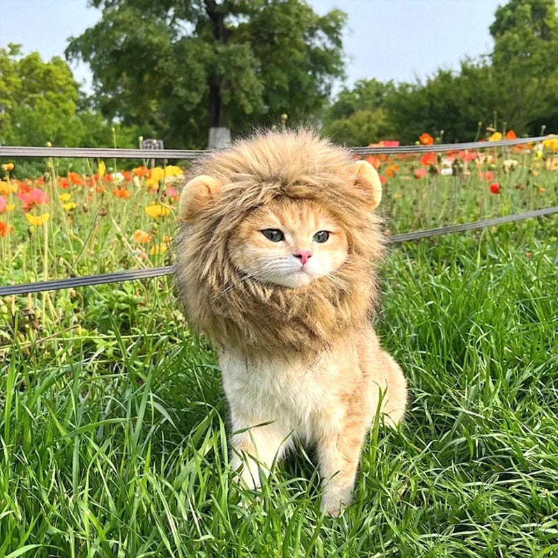 Lion Mane Wig Hat for Pets - Ideal for Dogs and Cats, Perfect for New Year Parties and Cosplay Costumes, Photo Prop Accessory