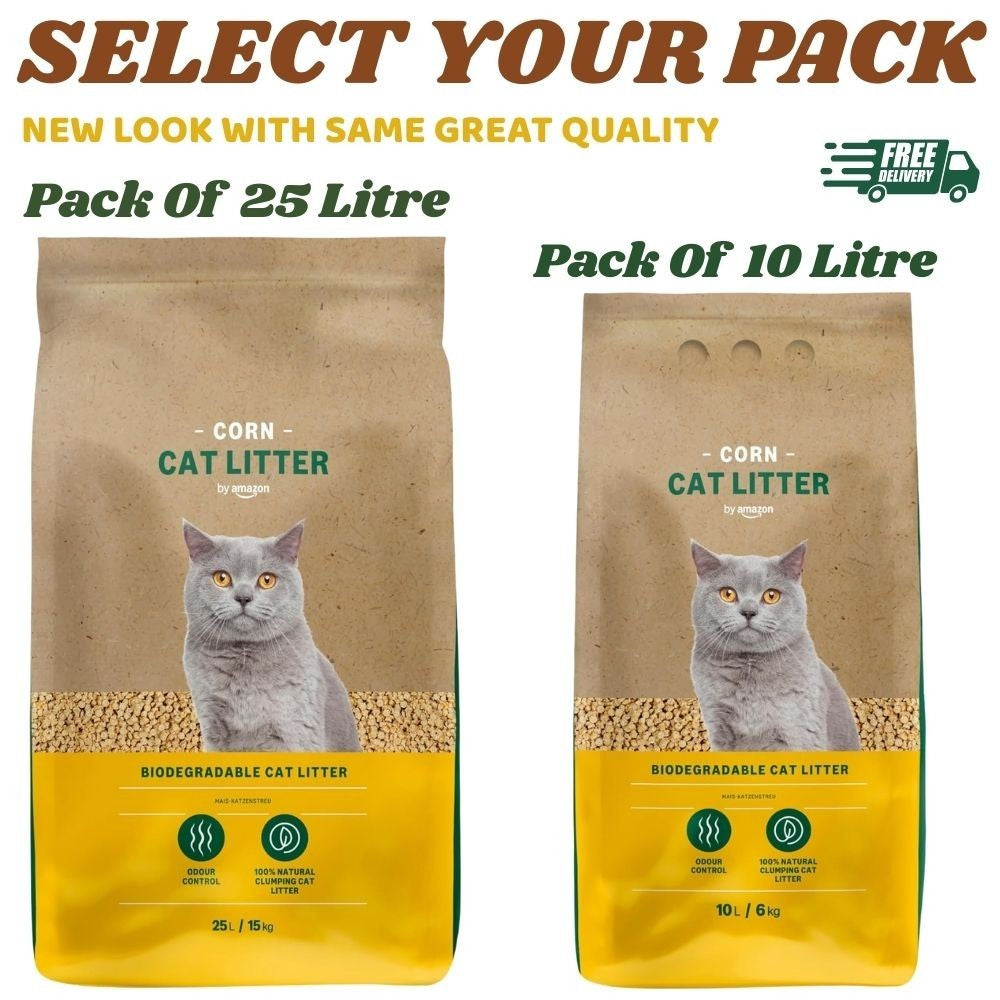 Lifelong Natural Clumping Corn Cat Litter 10L-25L - Highly Absorbent, Made in the UK