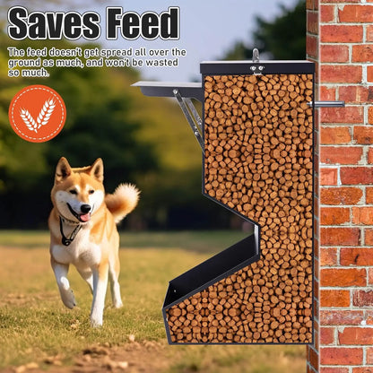 Outdoor Automatic Dog Feeder for Large Breeds - 25 lbs Galvanized Gravity Dog Food Dispenser and Hanging Feeder for Dogs, Chickens, and Farm Animals
