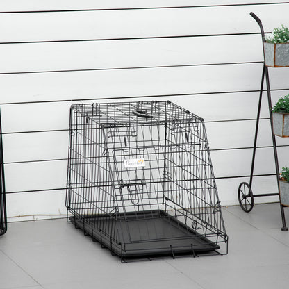 Metal Folding Dog Crate with Removable Tray - 78 x 47 x 55 cm
